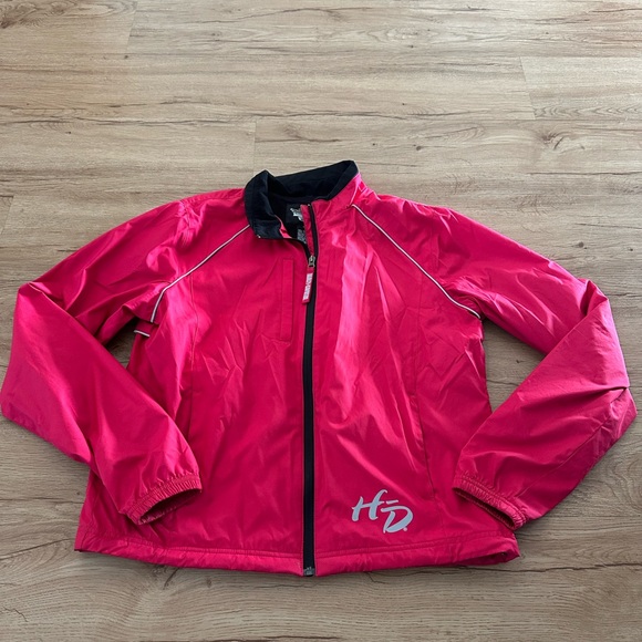Harley Davidson Pink Lightweight Windbreaker Jacket Women's Motorcycles L - Picture 1 of 6